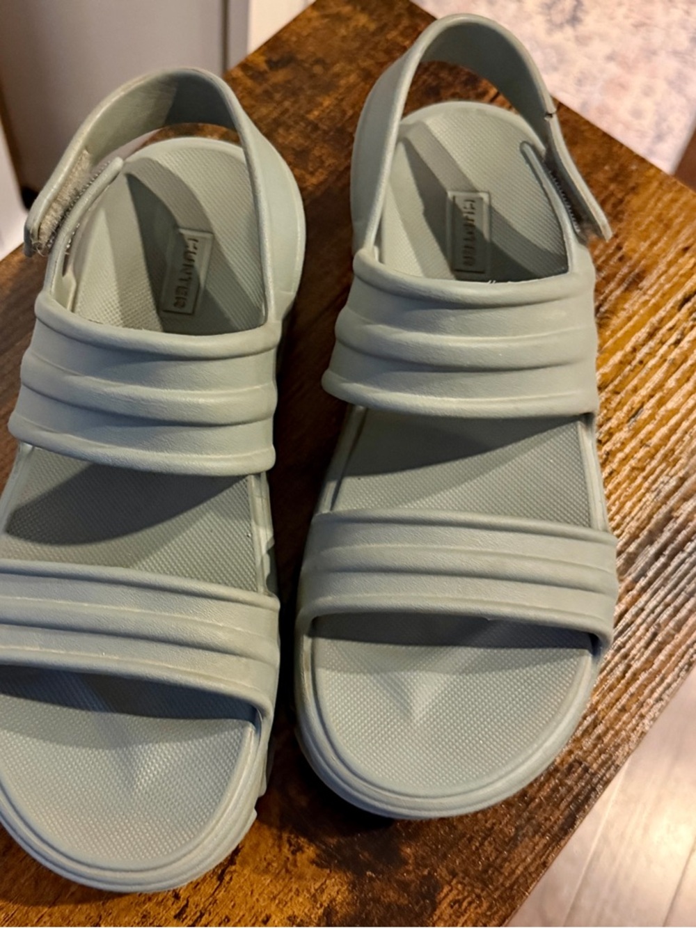 Hunter Sage Green Adjustable Slingback Sandals